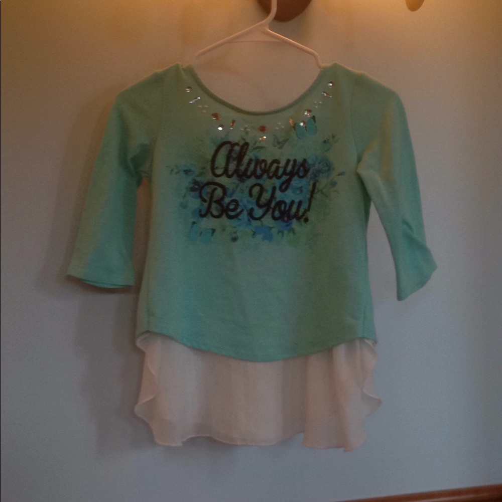 Size 8 long sleeve shirt that says always be you.
